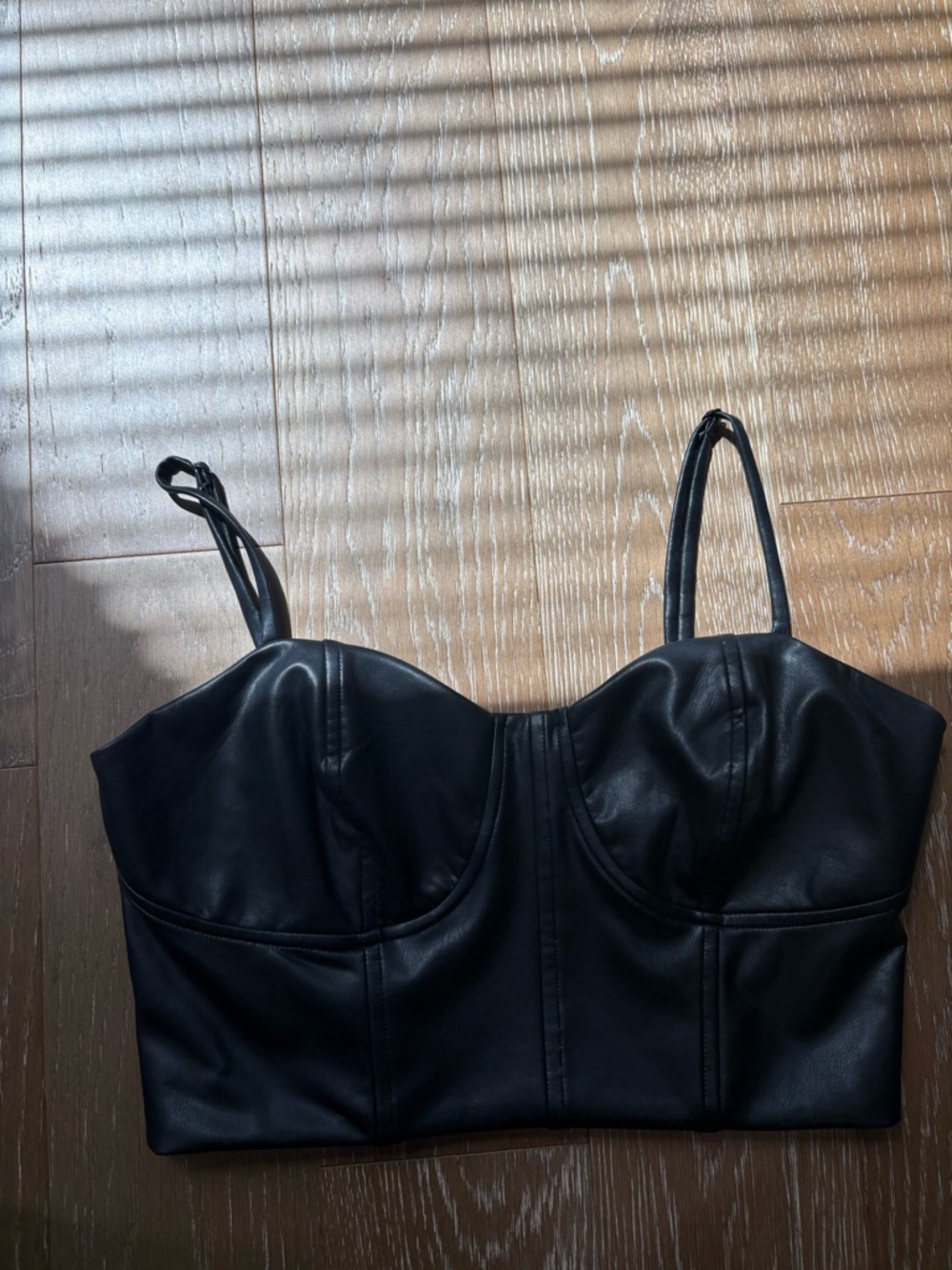 Black Faux Leather Bustier Crop Top EXPRESS SZ MED